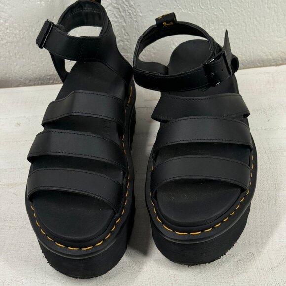 Dr. Martens Blaire Quad Platform Gladiator Sandals Black Hydro Leather Size 9 - Picture 9 of 13